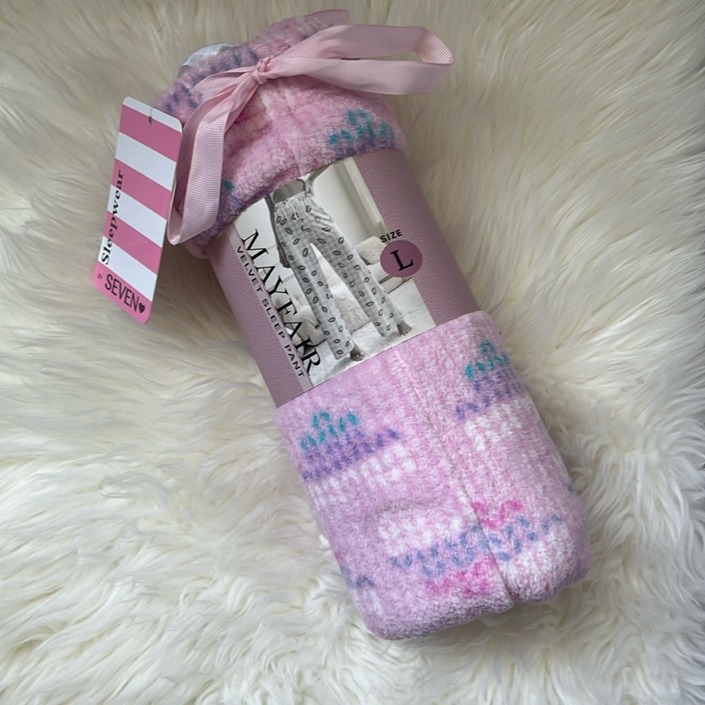 Mayfair Velvet Plush Pink Pajama Pants Sz Large